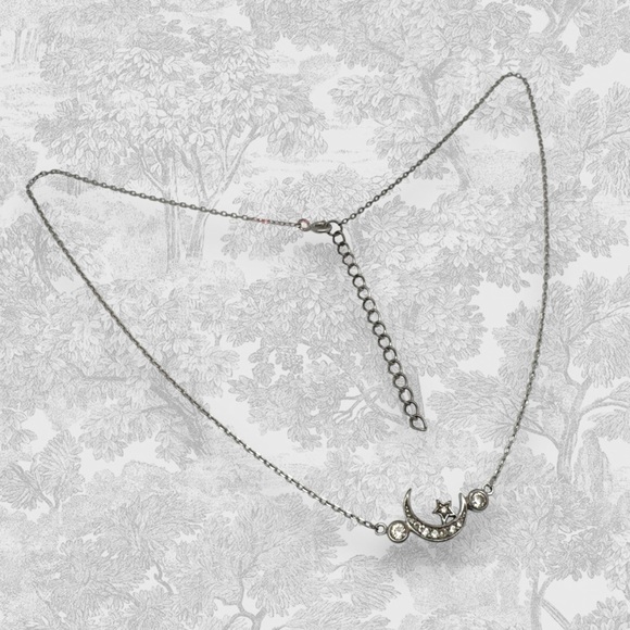 Vintage 2000's Celestial Moon and Stars Sterling Silver CZ Pendant Necklace - Picture 5 of 9